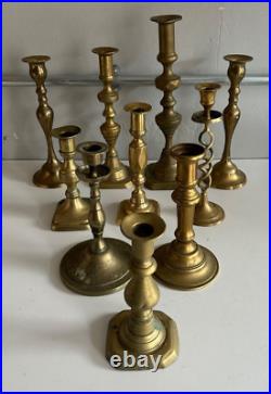 Vintage Brass Candlestick Holders Lot Of 10