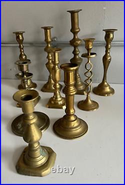 Vintage Brass Candlestick Holders Lot Of 10