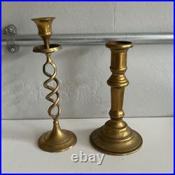 Vintage Brass Candlestick Holders Lot Of 10