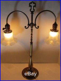 Vintage Brass Candlestick Lamp With Dual Early Hubbell Sockets Unique