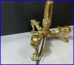 Vintage Brass Candlestick Lion Head Footed Buffet Table Lamp Frederick Cooper