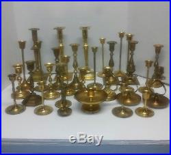 Vintage Brass Candlesticks 30 Candle Holders Mixed Lot Wedding Decor Patina