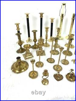 Vintage Brass Candlesticks Lot 28 Piece Candle Holders Wedding Collection Party