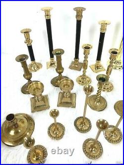 Vintage Brass Candlesticks Lot 28 Piece Candle Holders Wedding Collection Party