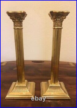 Vintage Brass Corinthian Column Candlesticks 10 Set of 2