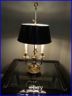 Vintage Brass French Bouillotte Candlestick 3-Way Table Lamp