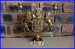 Vintage Brass Hanukkah Menorahs Jewish Candle Stick Holder Lion Heavy Over 2.3kg