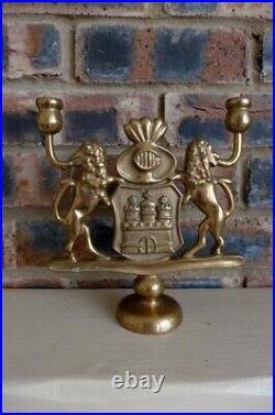 Vintage Brass Hanukkah Menorahs Jewish Candle Stick Holder Lion Heavy Over 2.3kg