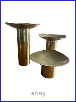 Vintage Brass Mid Century Sigurd Persson Inspired Tube Candle Holders Set RARE