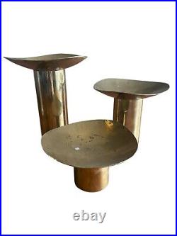 Vintage Brass Mid Century Sigurd Persson Inspired Tube Candle Holders Set RARE