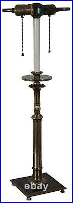 Vintage Brass Neoclassical Candlestick Column 2 Light Table Lamp Burlap 27