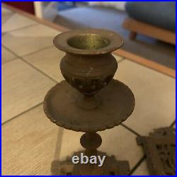 Vintage Brass Pair Candlesticks Rococo Ornate Quality