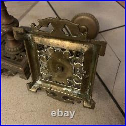 Vintage Brass Pair Candlesticks Rococo Ornate Quality