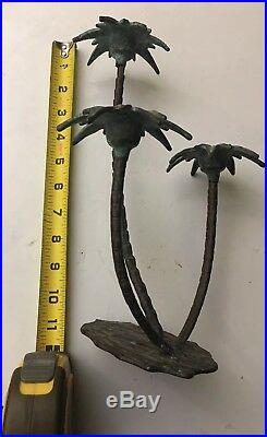 Vintage Brass Palm Trees CANDLE HOLDER by SPI San Pacific International 11 X 5