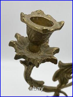 Vintage Brass Three Candles Holder Candlestick Ornate