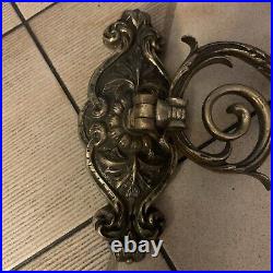 Vintage Brass Wall Mounted Candlestick Sconce Rococo Ornate Quality