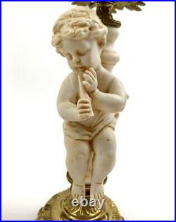Vintage Brass and Alabaster Cherub Candle sticks Beautiful Gift for Home Decor