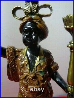 Vintage Bronze Blackamoor Statue/Candlestick Holder/Sculpture (15 by 7 by 5)