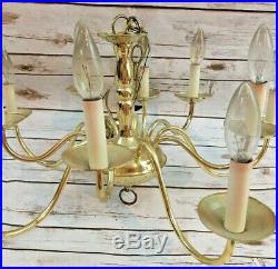 Vintage COLONIAL 10 Arm LIGHTS Brass Chandelier Candlestick Reproduction