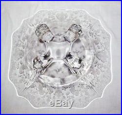 Vintage Cambridge Rose Point Footed Centerpiece Bowl WithPr Key Hole Candlesticks