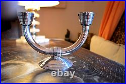 Vintage Candelabra Candle Holder Christofle France Art Deco Silver Plated