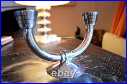 Vintage Candelabra Candle Holder Christofle France Art Deco Silver Plated