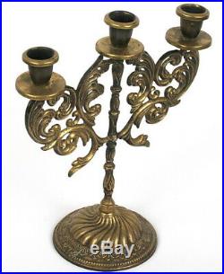 Vintage Candle Holder Gothic Candelabra Shabbat Candlesticks, Judaica c1960
