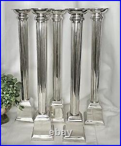 Vintage Candle Holders Silver Plated Tall Bombay Tapper Pillar Candlesticks 5