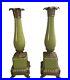 Vintage-Candle-Pillar-Holder-Bronze-Finish-Solid-Brass-Green-Ceramic-Mark-Crown-01-cpu