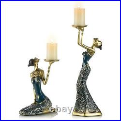 Vintage Candleholder Set Decorative Figurine Elegant Statues Candlestick Ca