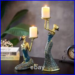 Vintage Candleholder Set Decorative Figurine Elegant Statues Candlestick Ca