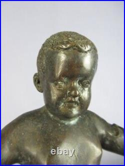 Vintage Candlestick A Two Arms Brass Figure Child Beginning'900