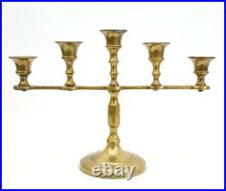 Vintage Candlestick Decorative Brass 5 Five Candle Holder Handmade Decor Gold