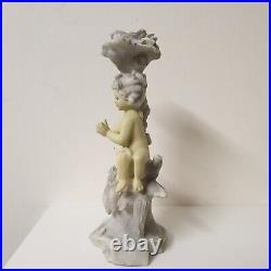 Vintage Candlestick Holder Angel Cherubs Set of 2 Ceramic Hand Painted