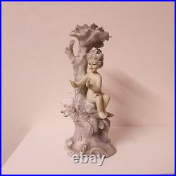 Vintage Candlestick Holder Angel Cherubs Set of 2 Ceramic Hand Painted