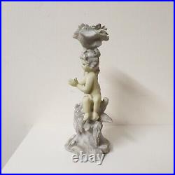 Vintage Candlestick Holder Angel Cherubs Set of 2 Ceramic Hand Painted