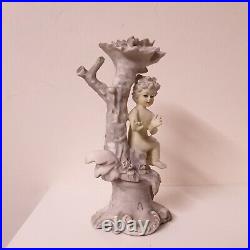 Vintage Candlestick Holder Angel Cherubs Set of 2 Ceramic Hand Painted