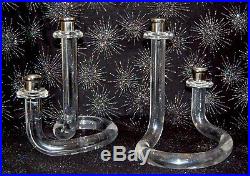 Vintage Candlestick Holder Pair (2) Twisted Lucite Thorpe Style Eclectic Cool
