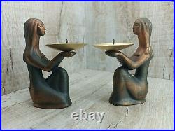 Vintage Candlestick Metal Nude Woman Candle holder Girl