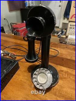 Vintage Candlestick Phone With Dialer Rotary And Ringer Box