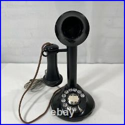 Vintage Candlestick Telephone Black With Rotary Dial