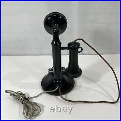 Vintage Candlestick Telephone Black With Rotary Dial