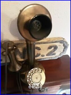 Vintage Candlestick Telephone Brass
