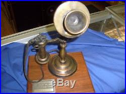 Vintage Candlestick phone Telephone trophy Award metal Recognition statue