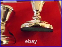 Vintage Cased Sterling Silver Squat Candlesticks B/ham 1979 Maker Bishtons Ltd