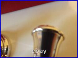 Vintage Cased Sterling Silver Squat Candlesticks B/ham 1979 Maker Bishtons Ltd