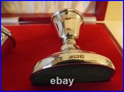 Vintage Cased Sterling Silver Squat Candlesticks B/ham 1979 Maker Bishtons Ltd