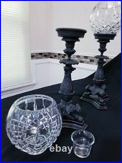 Vintage Castilian Imports Solid Brass Candle stick Holder with Crystal Bowl 2pc