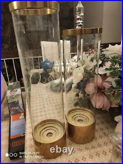 Vintage Chapman Hurricane Glass and Brass Candlesticks holders 20 17