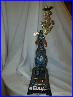 Vintage Chinese Blue Cloisonne Reindeer Deer Candle Holder Candlestick Pair 16